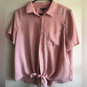 J crew Pink Short Sleeve sheer button down blouse